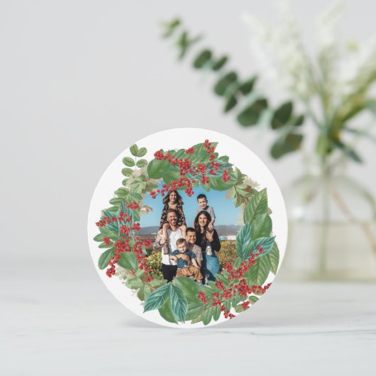 家族の写真スクリプトホリデーメリークリスマスカード シーズンカード (スタンド正面)