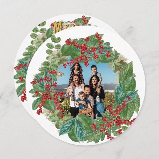 家族の写真スクリプトホリデーメリークリスマスカード シーズンカード (正面/裏面)