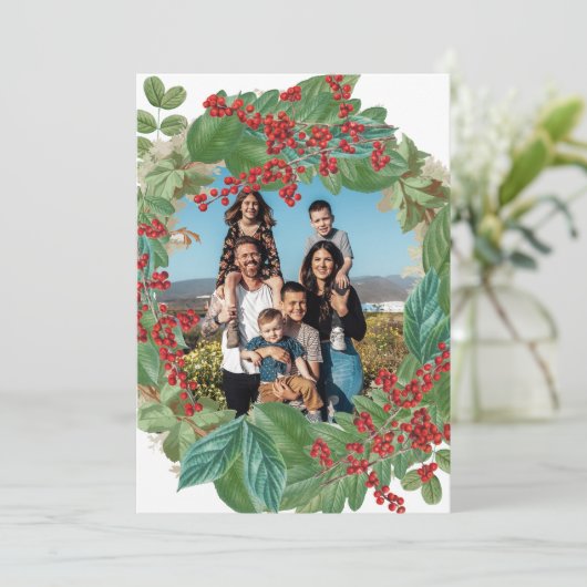家族の写真スクリプトホリデーメリークリスマスカード シーズンカード (スタンド正面)