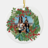家族の写真スクリプトホリデーメリークリスマスカード セラミックオーナメント (正面)