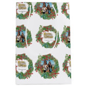 家族の写真スクリプトホリデーメリークリスマスカード ミディアムペーパーバッグ (正面)