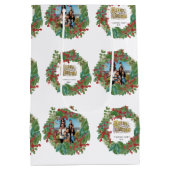 家族の写真スクリプトホリデーメリークリスマスカード ミディアムペーパーバッグ (裏面)