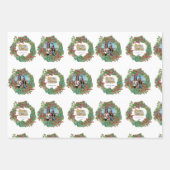 家族の写真スクリプトホリデーメリークリスマスカード ラッピングペーパーシート (正面)