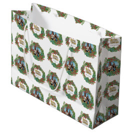 家族の写真スクリプトホリデーメリークリスマスカード ラージペーパーバッグ