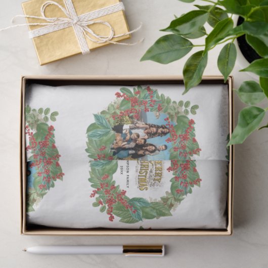 家族の写真スクリプトホリデーメリークリスマスカード 薄葉紙 (ギフト)