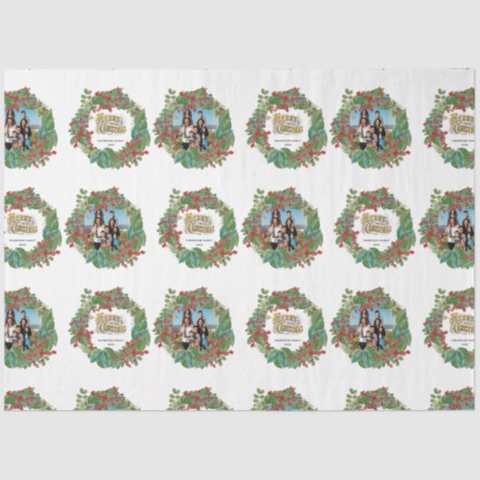 家族の写真スクリプトホリデーメリークリスマスカード 薄葉紙 (正面)