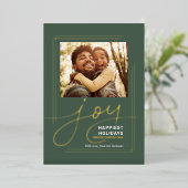 家族の写真スクリプト喜びクリスマス 箔シーズンカード (立ち正面)