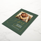 家族の写真スクリプト喜びクリスマス 箔シーズンカード (回転した状態)