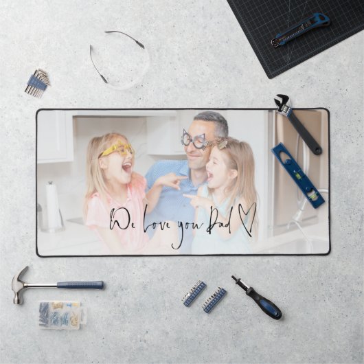 家族の写真スクリプト私たちは愛してあなたをパパハート デスクマット (ワークステーション)