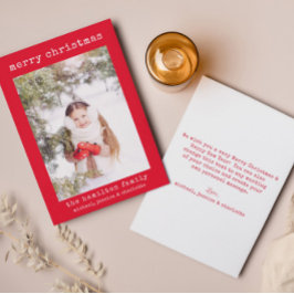 家族の写真スタイリッシュミニマルなクリスマスカード サンキューカード