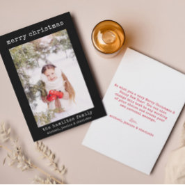 家族の写真スタイリッシュミニマルなクリスマスカード サンキューカード