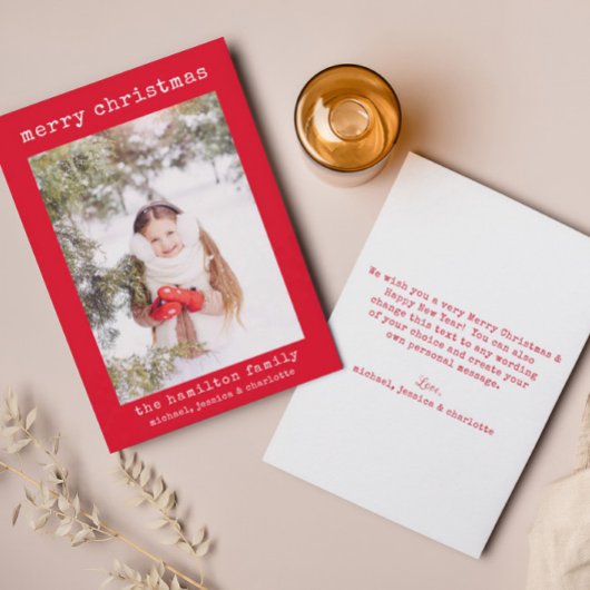 家族の写真スタイリッシュミニマルなクリスマスカード サンキューカード