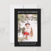 家族の写真スタイリッシュミニマルなクリスマスカード サンキューカード (正面)