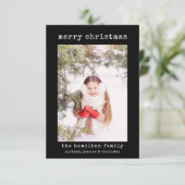家族の写真スタイリッシュミニマルなクリスマスカード サンキューカード (スタンド正面)