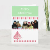 家族の写真ストライプと一緒に楽しいクリスマスの写真 シーズンカード (正面)