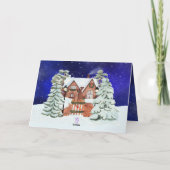 家族の写真スノーウィー冬ワンダーランドクリスマス シーズンカード (裏面)