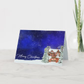 家族の写真スノーウィー冬ワンダーランドクリスマス シーズンカード (正面)