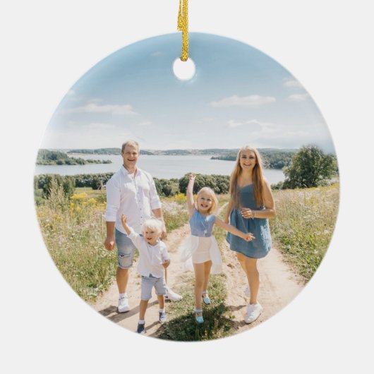 家族の写真ダマスクの鳥と鳥のケージ セラミックオーナメント (裏面)