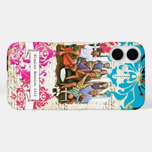 家族の写真ダマスク焼けエッジiPhone Case-Mate iPhoneケース (裏面 (横))