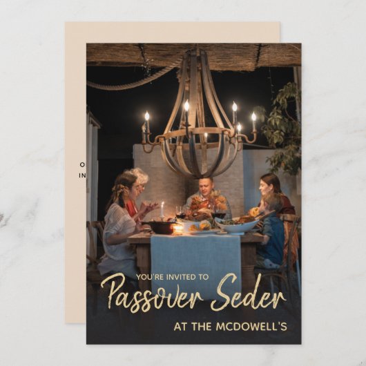 家族の写真テンプレート ペサハのセダー招待状 招待状 (正面/裏面)