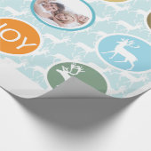 家族の写真トナカイのクリスマス明メリーるい ラッピングペーパー (角)