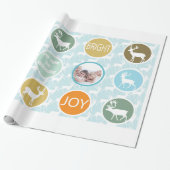 家族の写真トナカイのクリスマス明メリーるい ラッピングペーパー (アンロールド)