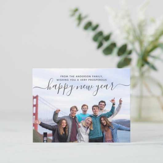 家族の写真ハッピーニューイヤー葉書 ポストカード (スタンド正面)