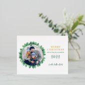 家族の写真パインクリスマスモダン 箔シーズンポストカード (立ち正面)