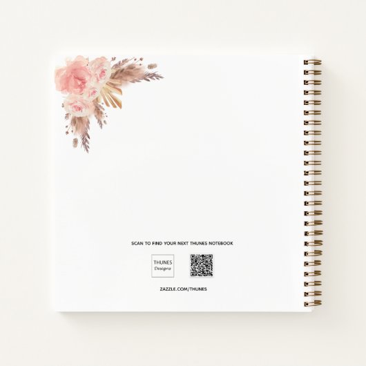 家族の写真パンパスグラスピンクの花模様名 ノートブック (裏面)