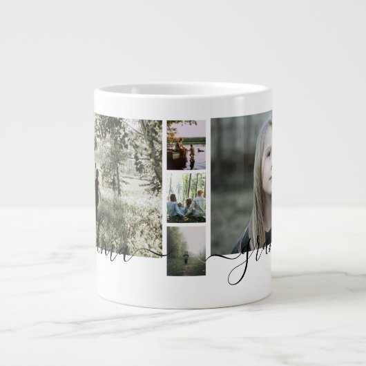 家族の写真パーソナライズされたを残す ジャンボコーヒーマグカップ (正面)