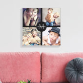 家族の写真パーソナライズされたコラージュ キャンバスプリント (インサイチュ (リビング))