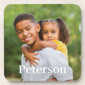 家族の写真パーソナライズされた姓モノグラム コースター (正面)