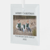 家族の写真パーソナライズされた ガラスオーナメント (正面左)