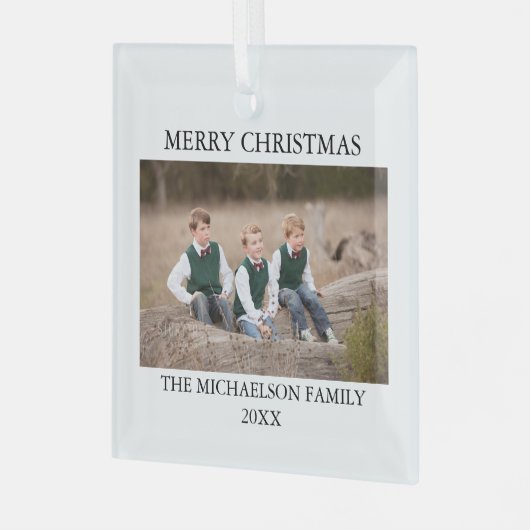 家族の写真パーソナライズされた ガラスオーナメント (正面左)