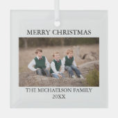 家族の写真パーソナライズされた ガラスオーナメント (正面)