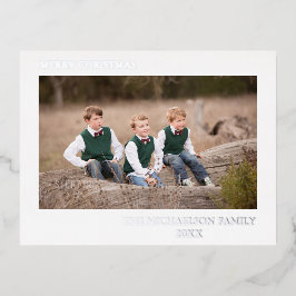 家族の写真パーソナライズされた 箔シーズンポストカード