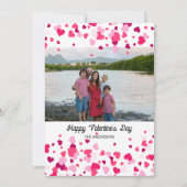 家族の写真ピンクの愛のハートフレームバレンタインデー シーズンカード (正面)