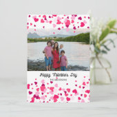 家族の写真ピンクの愛のハートフレームバレンタインデー シーズンカード (スタンド正面)