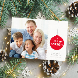 家族の写真フェスティバルクリスマスグリーティングボーブルレッド シーズンカード