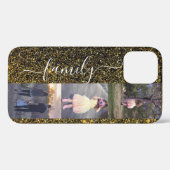 家族の写真フォトコラージュ金ゴールドブラックグリッター Case-Mate iPhoneケース (裏面 (横))