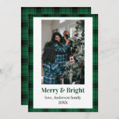 家族の写真フランネルクリスマスカード 招待状 (正面/裏面)