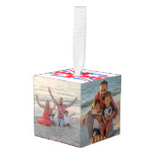 家族の写真ブリティッシュ・ユニオン・ジャックPERSONALIZE キューブオーナメント (正面アングル)