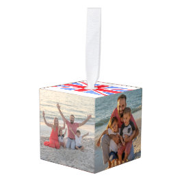 家族の写真ブリティッシュ・ユニオン・ジャックPERSONALIZE キューブオーナメント