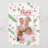 家族の写真ホリークリスマス シーズンカード (正面/裏面)
