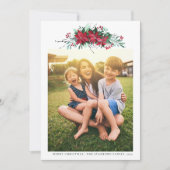 家族の写真ポインセチアのクリスマス シーズンカード (正面)
