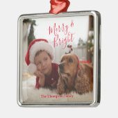 家族の写真メリーと明るいクリスマス メタルオーナメント (左)