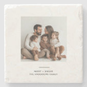 家族の写真メリーと明るいミニマル ストーンコースター (正面)