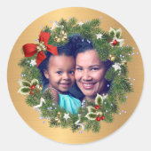 家族の写真メリークリスマスハッピーニューイヤー ラウンドシール (正面)