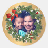 家族の写真メリークリスマスハッピーニューイヤー ラウンドシール (正面)
