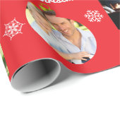 家族の写真メリークリスマスパーソナライズされた ラッピングペーパー (ロールコーナー)